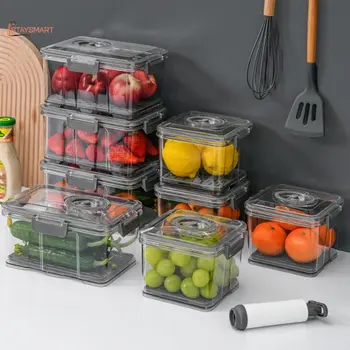 Контейнер для еды Прозрачная Вакуумная Герметичная коробка для еды С напоминанием даты Хорошая герметизация Вакуумный ящик для хранения овощей и фруктов в холодильнике