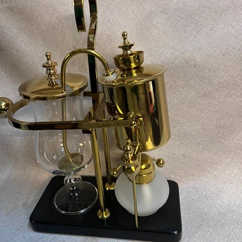 Кофеварка Royal Belgian с балансирующим сифоном - Золотая полированная латунь, кофеварка Royal balancing Belgium с сифоном
