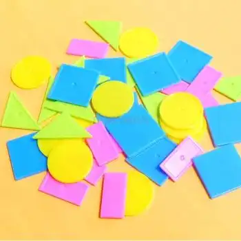 Красочный пластиковый набор крупных геометрических фигур с графикой для распознавания в начальной школе, учебные пособия по математике для первого класса