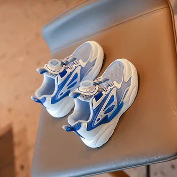 Кроссовки для бега для мальчиков и девочек, Теннисные легкие повседневные детские кроссовки с поворотной пряжкой, модная детская спортивная обувь 3