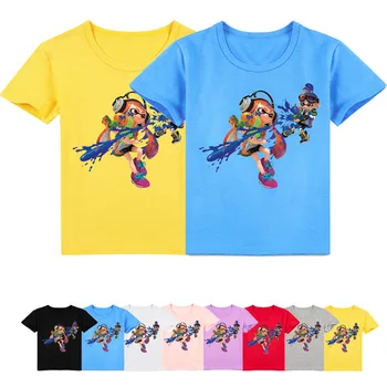 Летняя футболка Splatoon 2 2022, Детская футболка с милым Мультфильмом Splatfest, Топы с короткими рукавами для маленьких мальчиков, Винтажные футболки для маленьких девочек