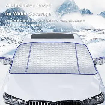 Магнитное покрытие лобового стекла автомобиля от снега и инея со светоотражающей полосой, Зимний козырек от снега и льда, защита от солнца на лобовом стекле автомобиля 2