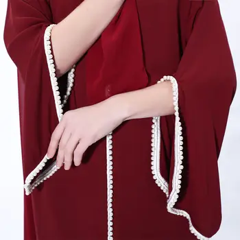 Марокканская Абайя, Дубайское Мусульманское Женское Платье Макси с Бусинами, Коктейльный Кафтан, Индийское платье на Праздник Джилбаб 3
