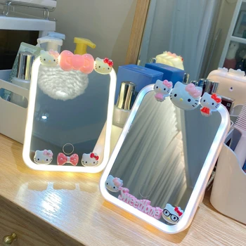 Милое настольное зеркало для макияжа Hello Kitty, Настольное Милое Зеркало Принцессы, Зеркало для Переодевания Sanrio для девочек, Светодиодное зеркало для зарядки