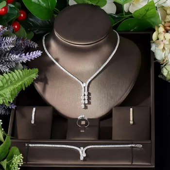 Модный Темперамент, Роскошное женское Свадебное ожерелье, набор сережек, капли воды, CZ, Ювелирный набор для женщин, свадебный подарок N-1148