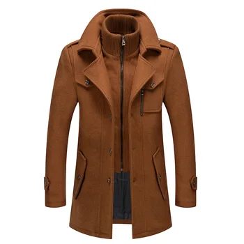 Мужское деловое повседневное пальто из шерсти и смесей, осень-зима, модный двойной воротник, двойная планка, морозостойкая мужская куртка азиатского размера