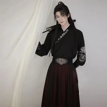 Мужской костюм Hanfu в китайском стиле, Старинный черный костюм Hanfu, платье Hanfu для мальчиков, девочек, молодых мужчин, женщин, Одежда для косплея, вечеринки, шоу