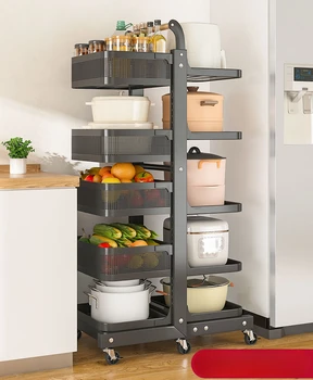 Напольная многослойная Бытовая Кухонная стойка для кастрюль, Мобильная стойка для хранения Овощей, Стойка для хранения посуды