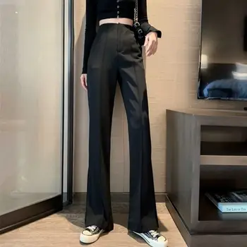 Новые женские летние брюки, 2 цвета, винтажные длинные расклешенные брюки, брюки с высокой талией, женские модные повседневные расклешенные длинные брюки размера S-M