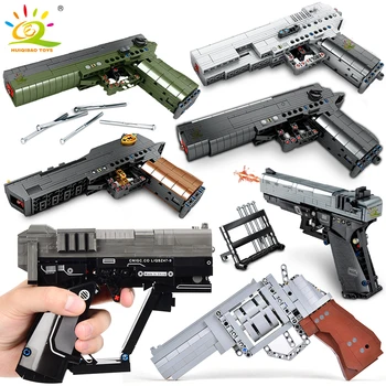 Оружие HUIQIBAO, револьвер Desert Eagle, модель Пистолета, Пластиковый пистолет, Набор строительных блоков, игровые кирпичи, Военная игрушка для детей, мальчик