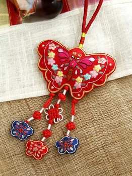 Подвеска в виде Ханбока, поясная подвеска, ручная вышивка, двойная сумка с бабочкой, ювелирное украшение для автомобиля, подвесной подарок