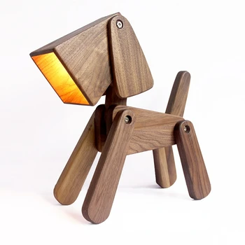 Предметы домашнего декора Дизайнерская деревянная настольная лампа Креативный Собачий светильник для Кабинета Детская Спальня Письменный Стол Европейский Осветительный прибор