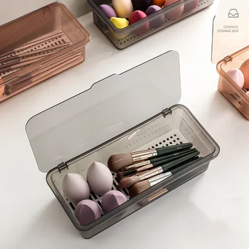 Прозрачный Ящик для хранения кистей для макияжа для девочек, Пылезащитный ящик для хранения помады для яиц с крышкой, переносное ведро для хранения на рабочем столе