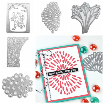 Прямоугольная матрица, Гребешок, цветы, листья, металлические режущие формы для открыток для скрапбукинга 