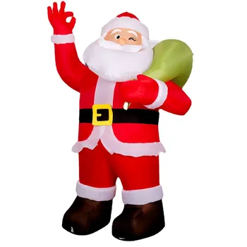 Рождественские украшения на открытом воздухе Высотой 1,9 м, подарок Санта-Клауса на спину, надувные игрушки, Праздничные украшения во дворе со светодиодной подсветкой