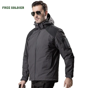 Свободный СОЛДАТ, уличная тактическая военная куртка, мужская мягкая оболочка, ткань с капюшоном, ветрозащитное теплое пальто для кемпинга, охоты, 2 комплекта
