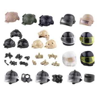 Современный военный тактический шлем, строительные блоки, фигурки, аксессуары ночного видения, шляпа для мотогонок, взрывозащищенные игрушки C261