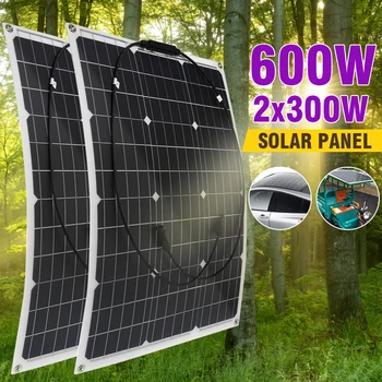 Солнечная Панель 18 В 300 Вт 600 Вт ПЭТ Гибкая Солнечная Система Комплект Солнечных Панелей Полный Автомобильный Аккумулятор RV Солнечное Зарядное Устройство для Дома На Открытом Воздухе RV