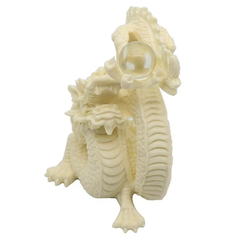 Статуя дракона, белый диск с ручной резьбой, играющий дракон, скульптура из бисера, украшение для дома