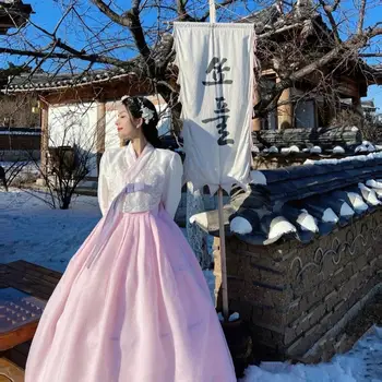 Традиционный костюм Ханбок в корейском стиле, одежда для фотосъемки, Винтажный фестивальный костюм, Женский Ретро-женский народный танец Ханбок P1