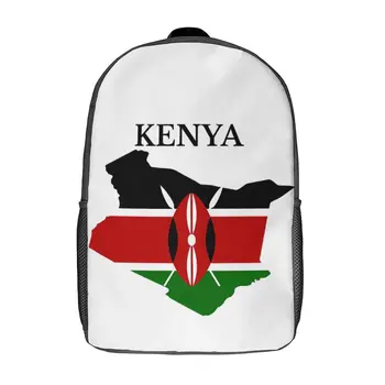 Флаг Кении Карта Фирмы Уютный Рюкзак 17-дюймовый Плечевой рюкзак Винтажный Для Пикников Повседневная Графика