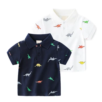 Футболки с динозавром для маленьких мальчиков, детские футболки с мультяшным принтом, футболки для маленьких детей, топы с короткими рукавами, летняя детская одежда
