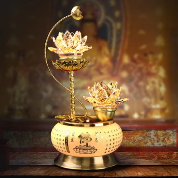 Хрустальная лампа в виде лотоса, Лампа для поклонения Будде, Бытовая вставляемая Лампа для зала Будды, Лампа для Поклонения Будде, Светодиодная Контрольная лампа