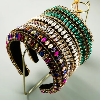 Элегантная роскошная повязка на голову со стразами, украшенная разноцветными бриллиантами, мягкая лента для волос, женские вечерние аксессуары для волос