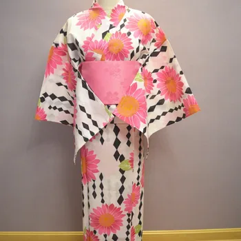 Японское традиционное кимоно ЮКАТА из хлопка для девочек-подростков, женский Подсолнух, новый стиль, 160 см
